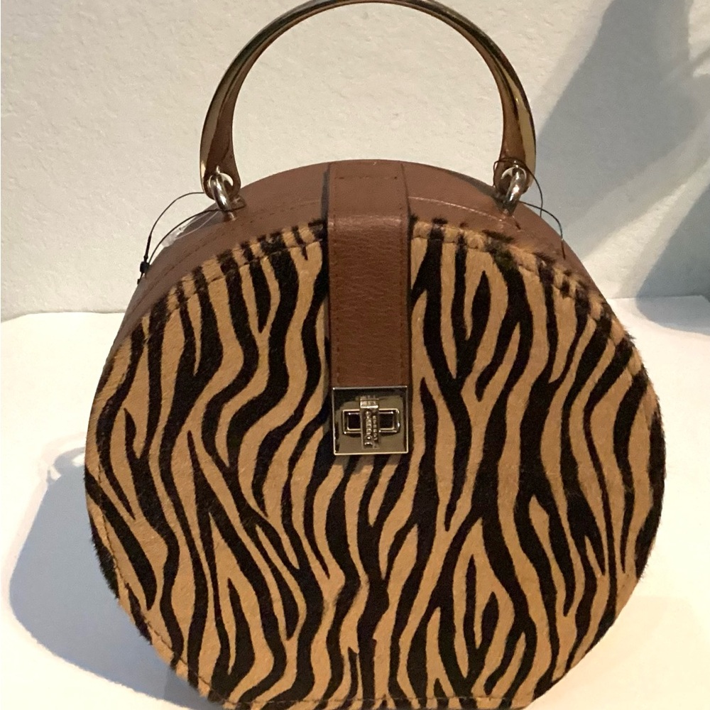 Dune of London Brown Black Zebra Print Crossbody…NWT